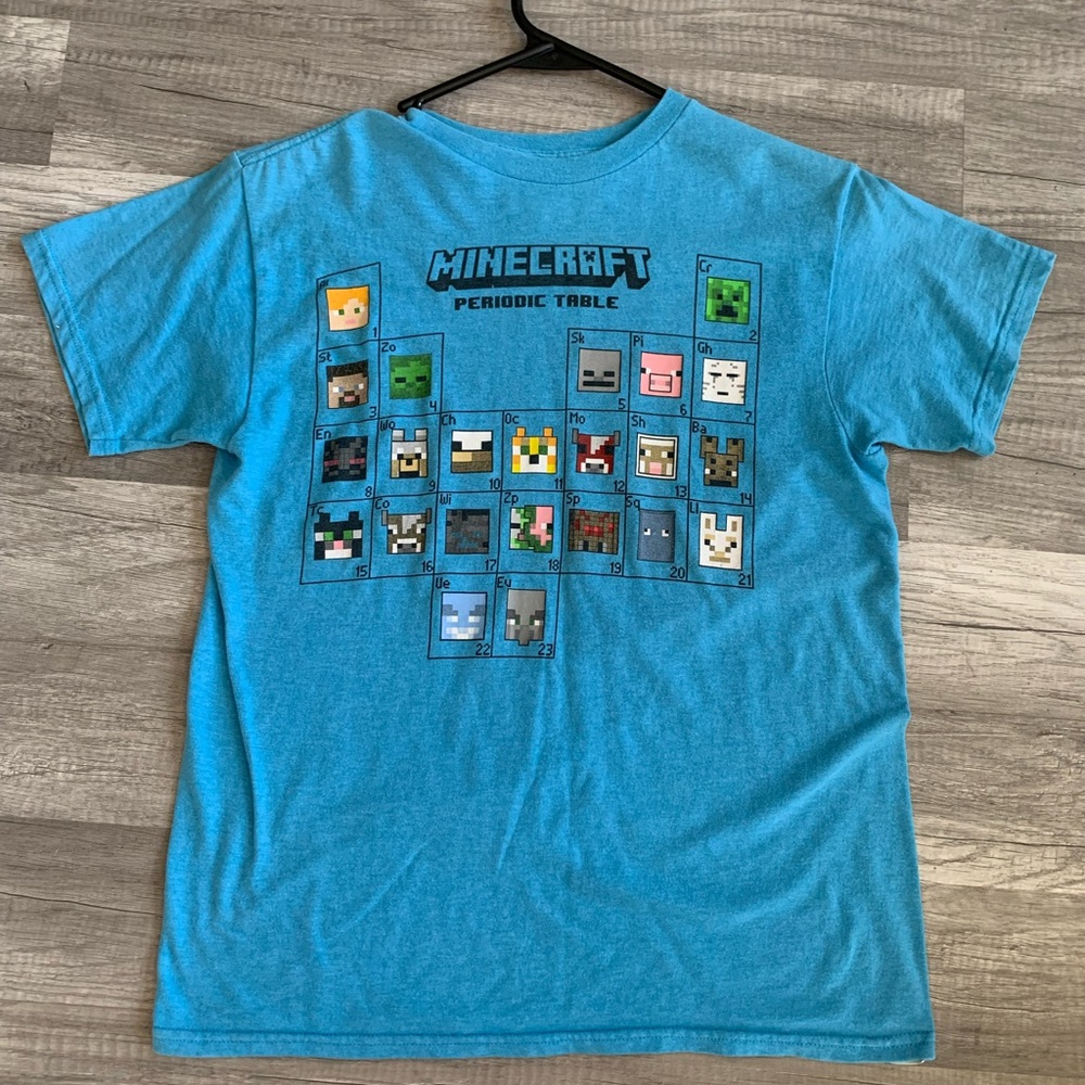 Minecraft Blue and white Kids Short Sleeve Tees
